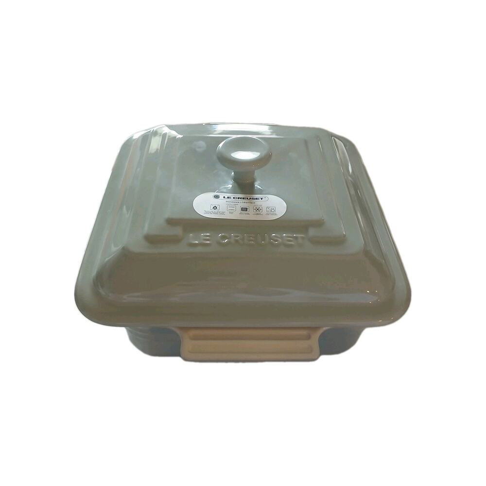 Le Creuset Seconds Stoneware 23cm 3 Liter Square Casserole Dish w/Lid, Pistache